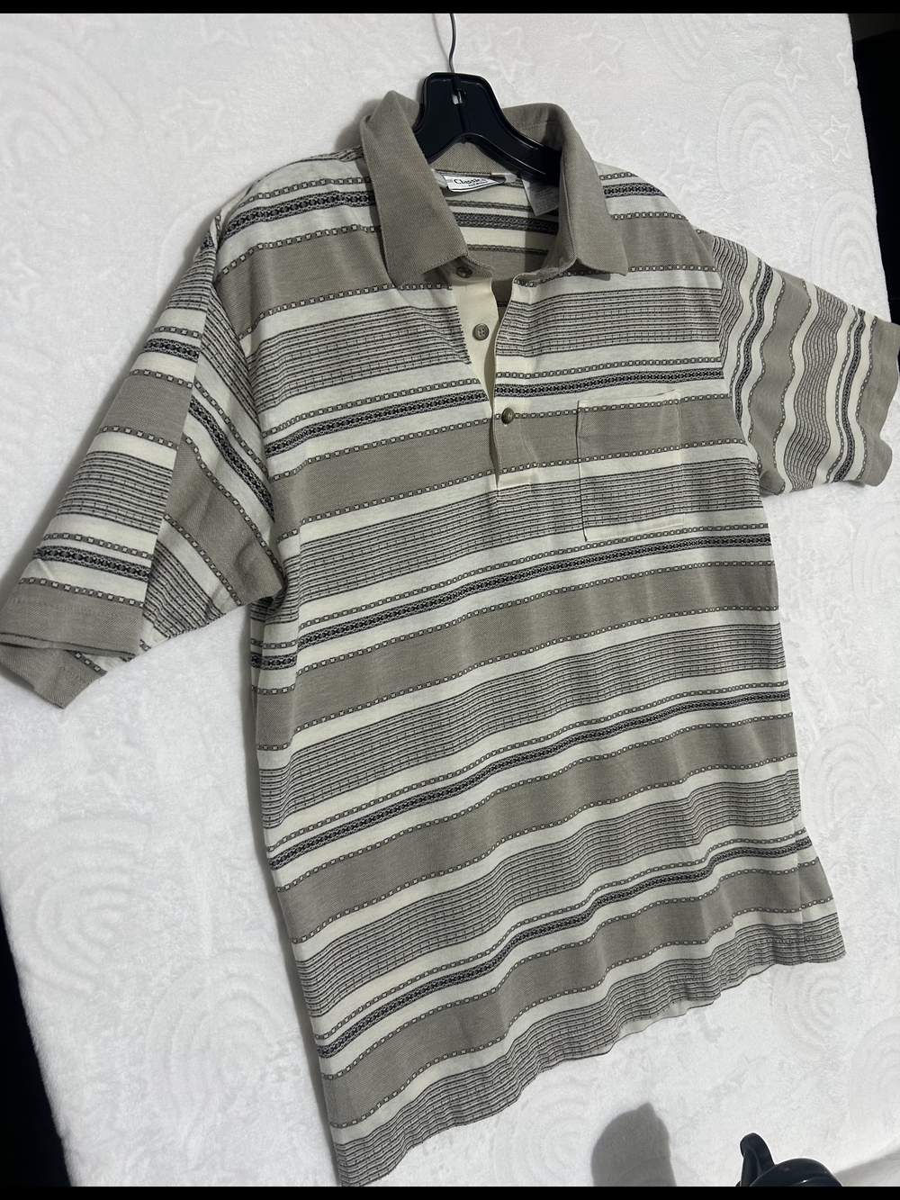 Men's Striped Polo Shirt - Taupe/Off-White Brand Classics